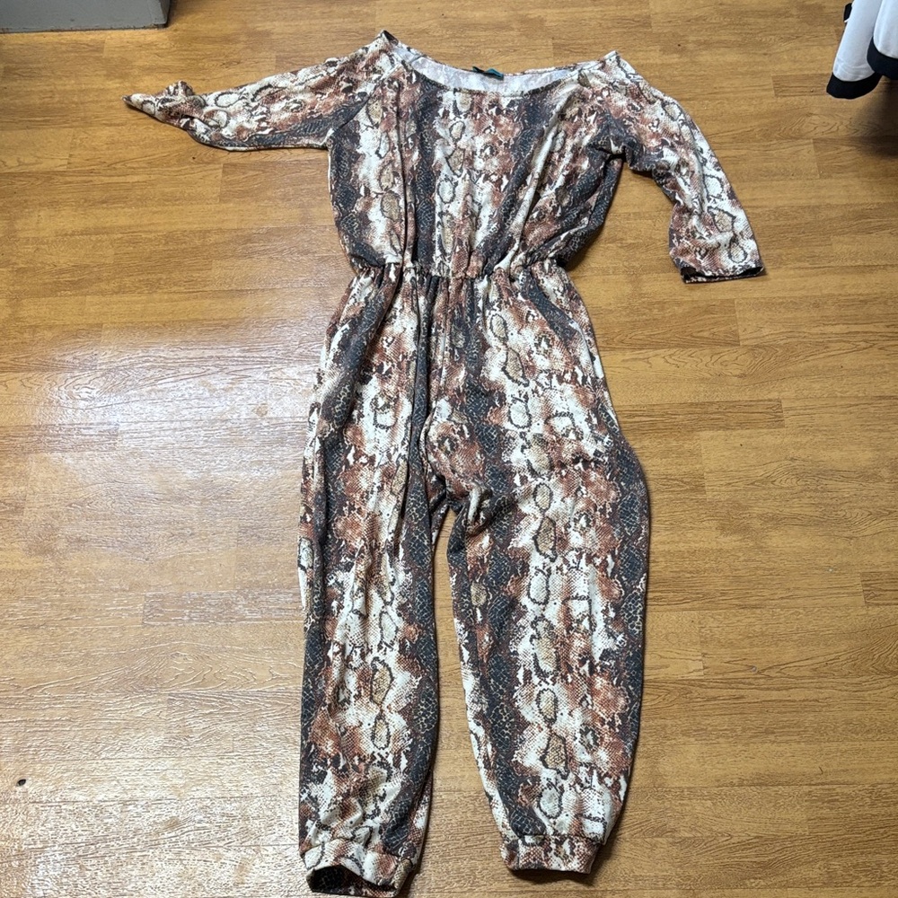 Turquoise Haven Snakeskin Print Jumpsuit